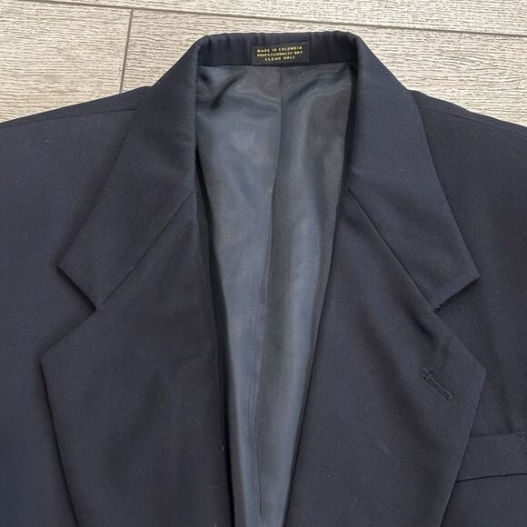 Oscar de la Renta Blazer Jacket Mens 39L Wool Dark Navy Blue Gold Two Button - Picture 2 of 11